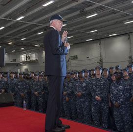 Navy Secretary Ray Mabus Visits Gerald R Ford Aircraft Carrier at HII's Newport News Site - top government contractors - best government contracting event